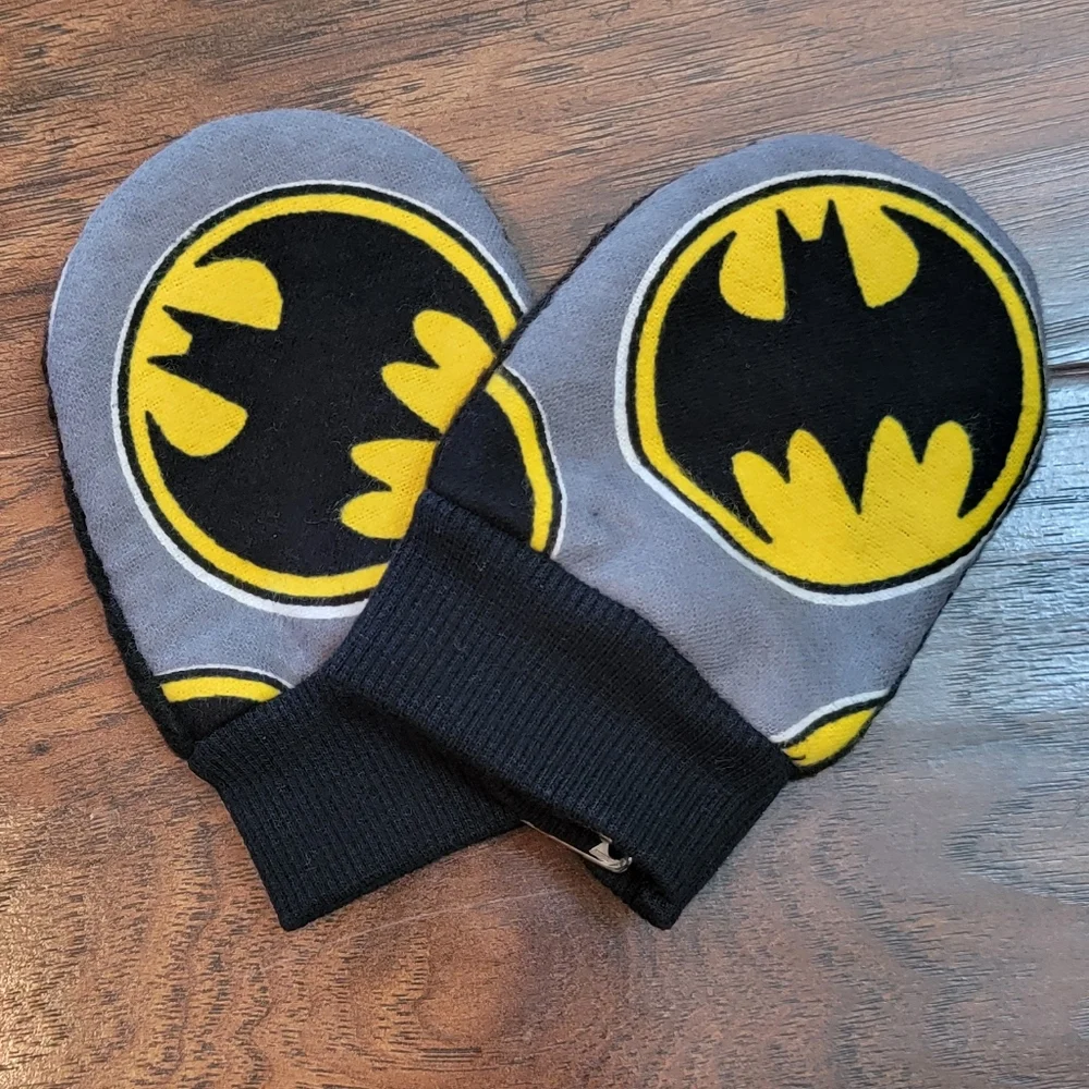 Batman Fabric Fleece Baby Mittens
